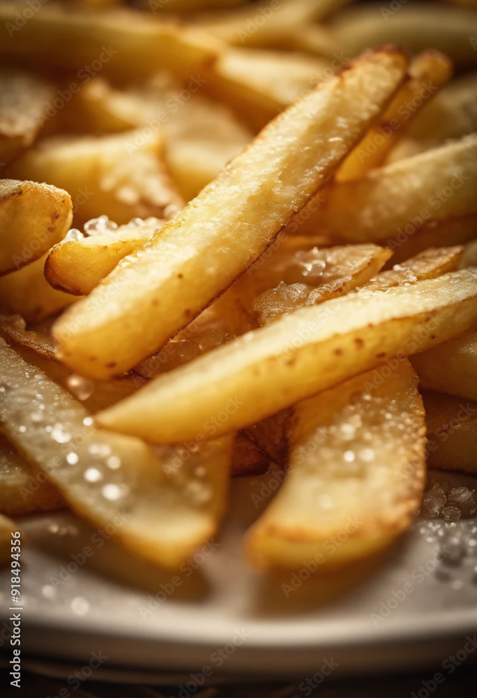 Golden French fries potatoes with salt on a black background Golden French fries potatoes with salt on a black background