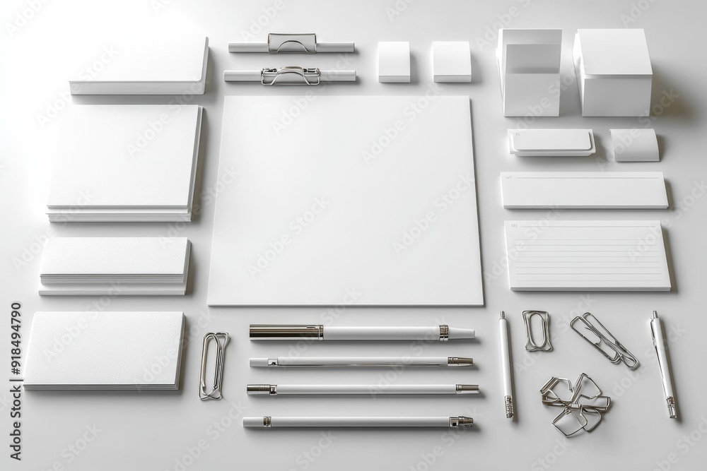 Realistic blank stationery set mockup isolated created with generative ai Realistic blank stationery set mockup isolated created with generative ai