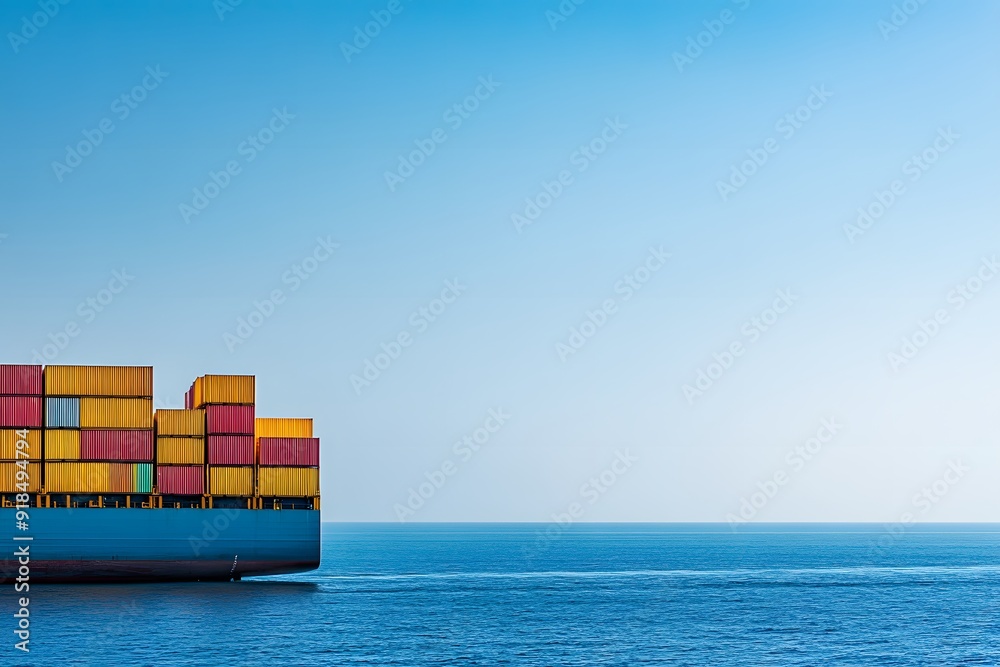 Obraz premium Massive cargo ship loaded with containers