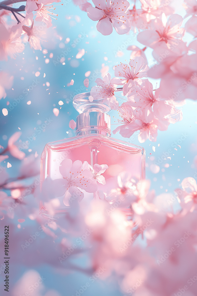 Mockup bouteille de parfum avec des fleurs Mockup bouteille de parfum avec des fleurs