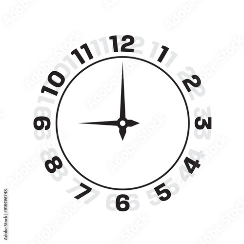 black and gray numeric wall clock. wall clock face. analog clock concept