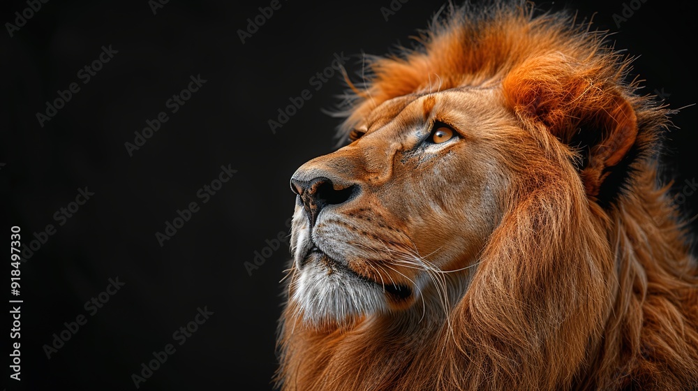 Naklejka premium a lion in a crown Close-up Copy space 