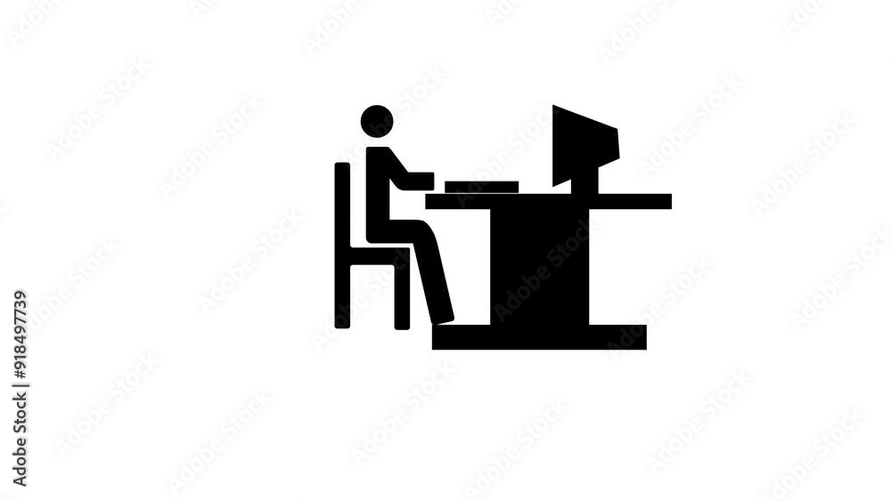 man at Computer Tips table icon animation with white background man at Computer Tips table icon animation with white background