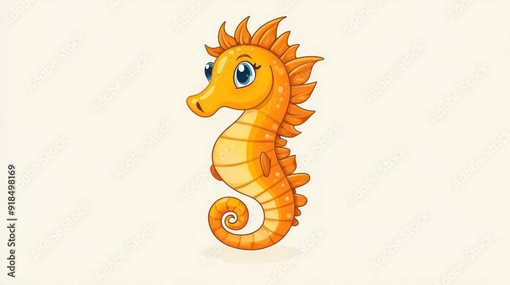 Fototapeta premium Cute Cartoon Seahorse Illustration