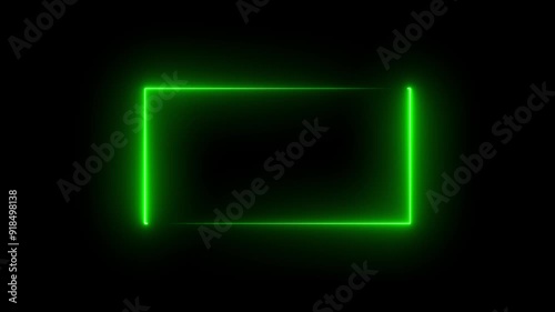 Wallpaper Mural Neon Rectangle Border .green neon rectangle frame. Black background 4k animation	 Torontodigital.ca