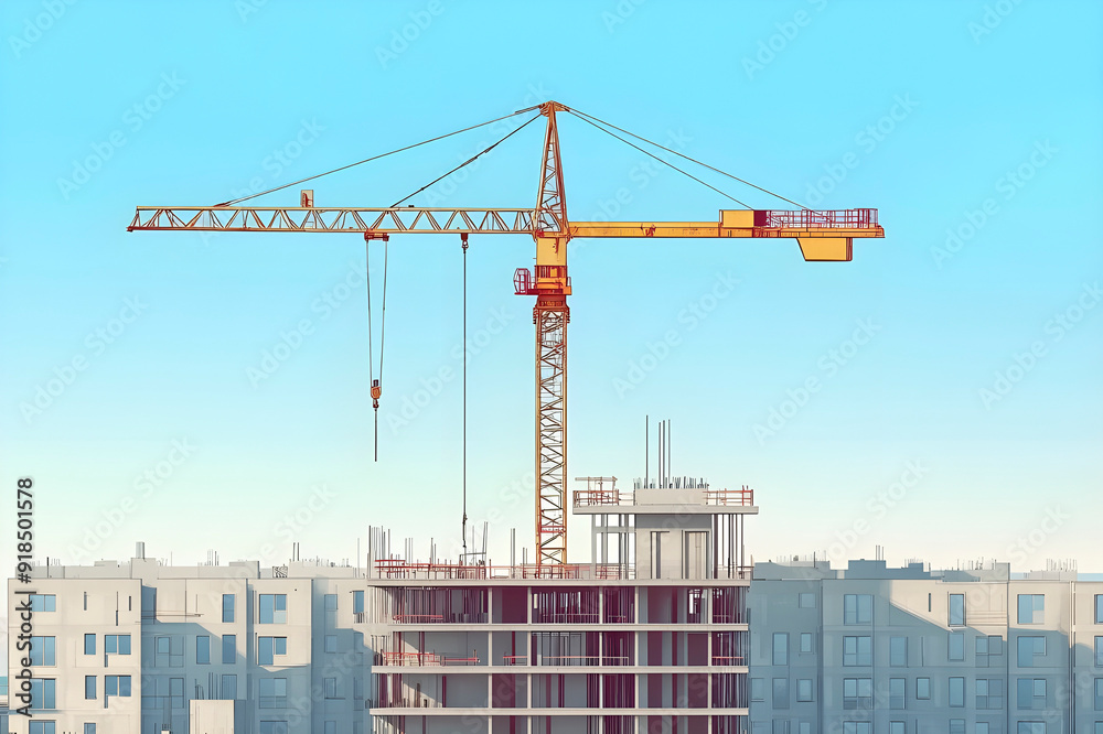 The Heart of Construction. Crane on New Housing Project The Heart of Construction. Crane on New Housing Project