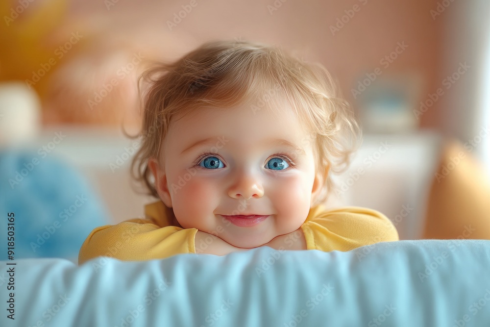 Portrait of a Smiling Baby Girl with Blue Eyes Portrait of a Smiling Baby Girl with Blue Eyes