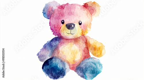 A watercolor plush toy with a soft, cuddly appearance on a plain white background photo