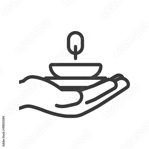 Hand Offering a Burning Incense Stick in a Bowl