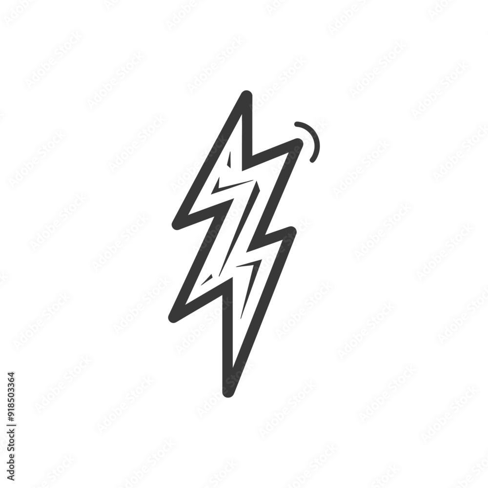 Hand drawn black and white lightning bolt icon Hand drawn black and white lightning bolt icon