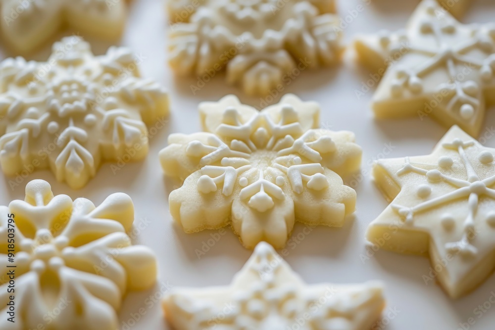 Homemade Christmas cookies on white background, snowflake cookies, gingerbread cookies Homemade Christmas cookies on white background, snowflake cookies, gingerbread cookies