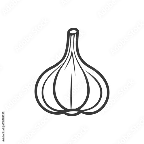 Hand Drawn Outline Illustration of a Garlic Bulb