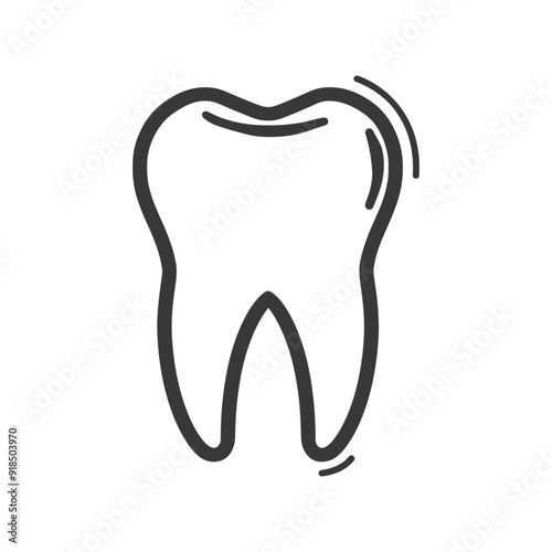 Hand Drawn Outline Illustration of a Single Tooth