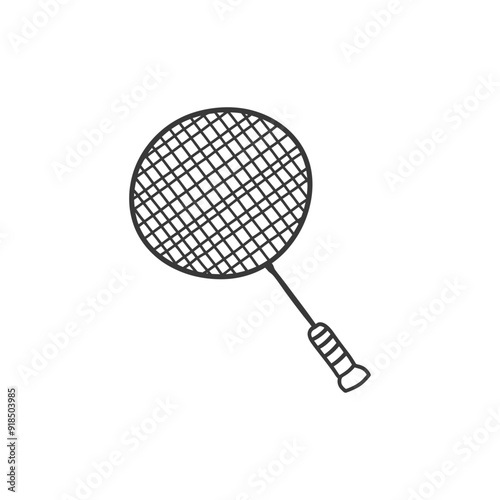 Hand drawn outline of a badminton racket
