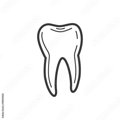 Hand drawn outline of a single tooth