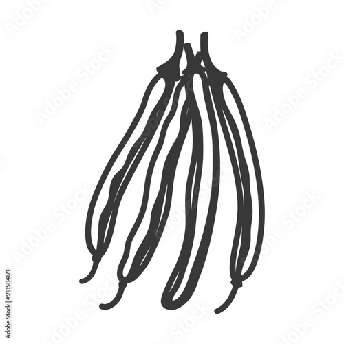 Hand drawn silhouette of a bunch of string beans