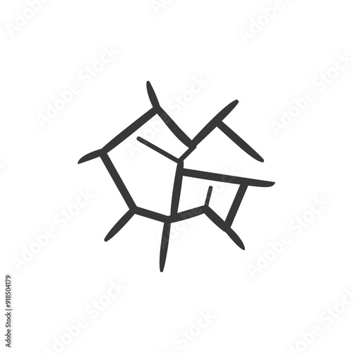 Hand drawn sketch of a cracked and broken ice piece