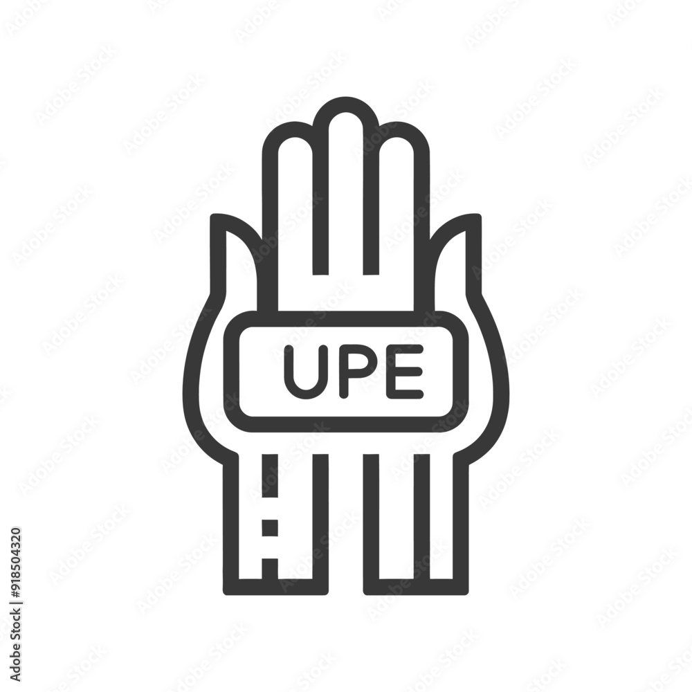 Obraz premium Hand Holding a Device with UPE Label