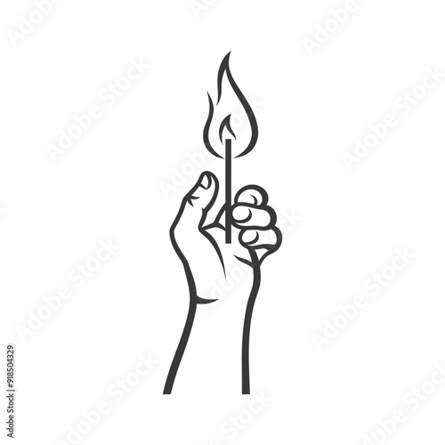 Hand Holding a Lit Matchstick