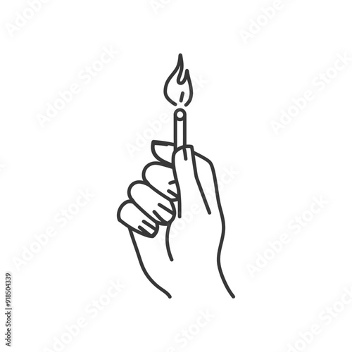 Hand Holding a Lit Matchstick