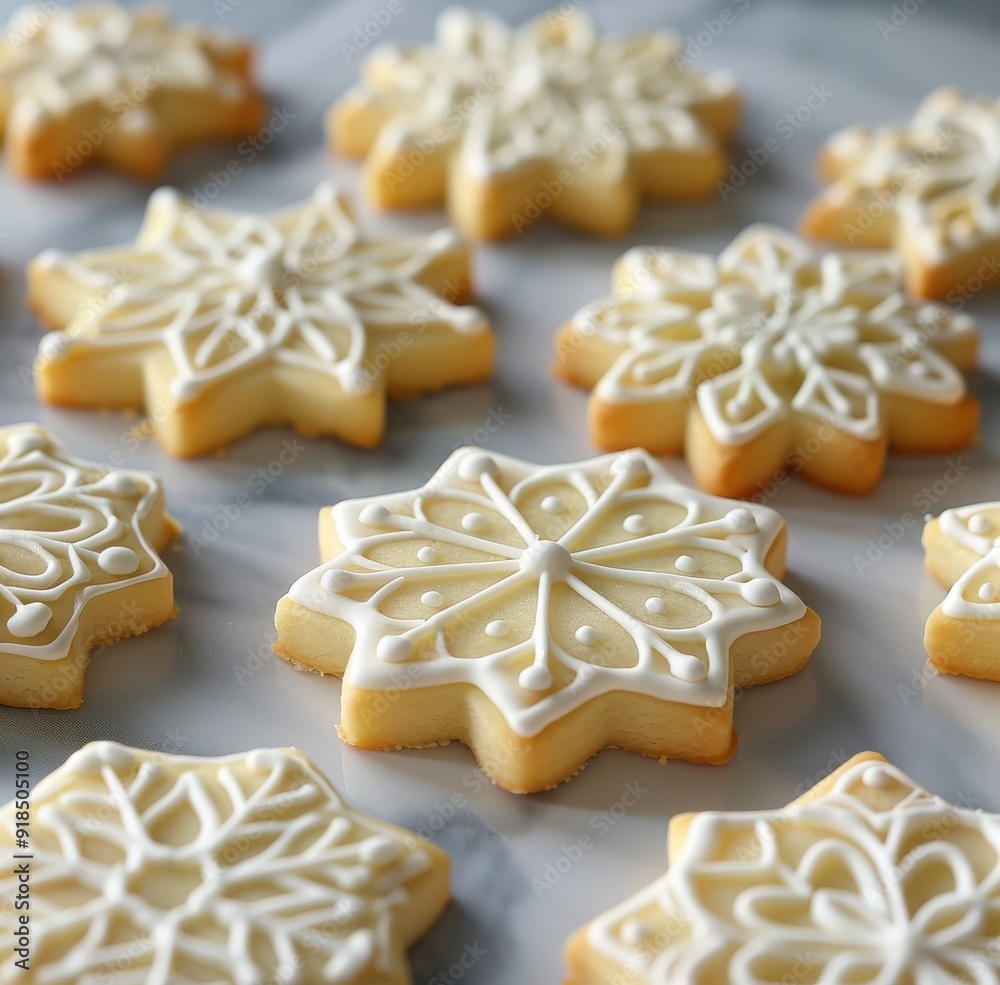 Homemade Christmas cookies on white background, snowflake cookies, gingerbread cookies Homemade Christmas cookies on white background, snowflake cookies, gingerbread cookies