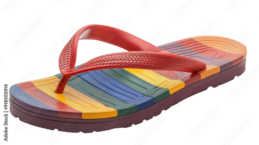 Colorful rainbow flip flops isolated on a white background Colorful rainbow flip flops isolated on a white background