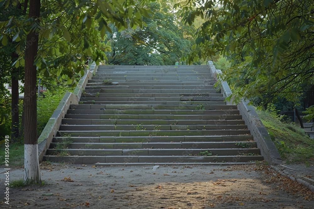 Obraz premium Steps of a staircase leading up in the national park