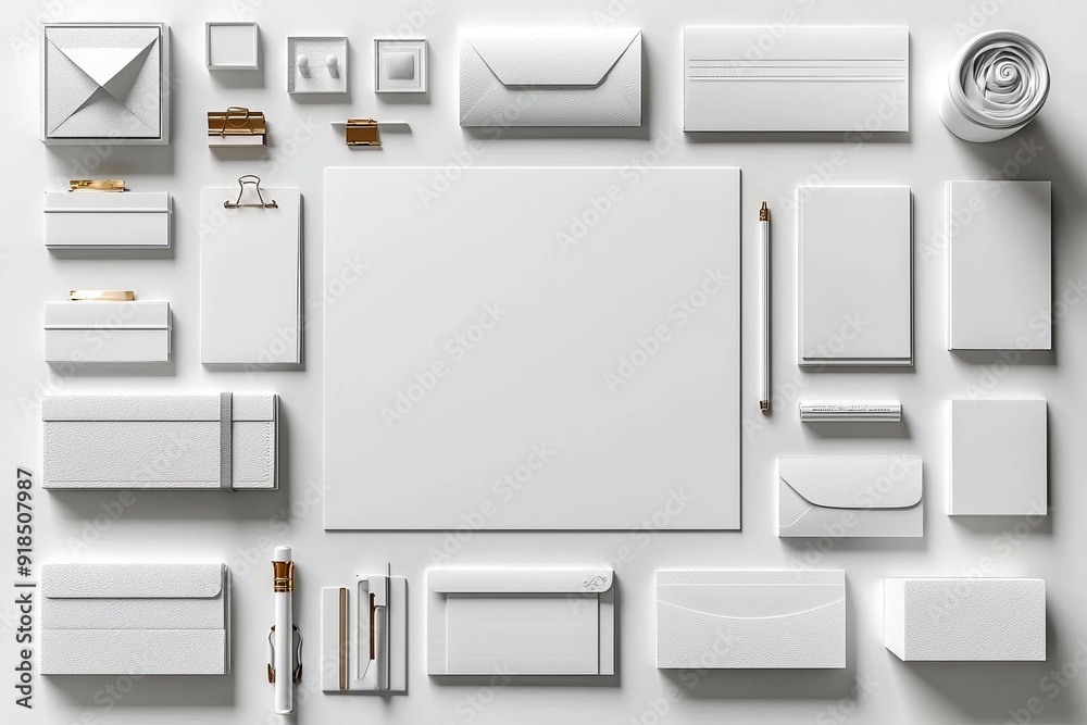 Realistic blank stationery set mockup isolated created with generative ai Realistic blank stationery set mockup isolated created with generative ai