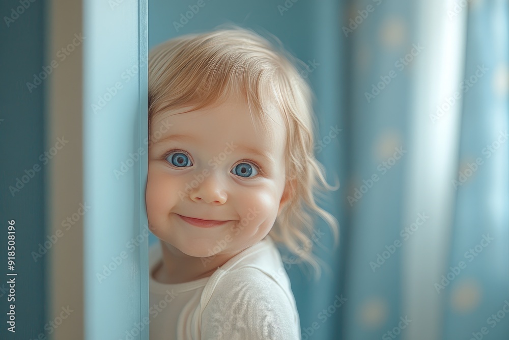 Smiling Toddler Girl Peeking Around Corner Smiling Toddler Girl Peeking Around Corner