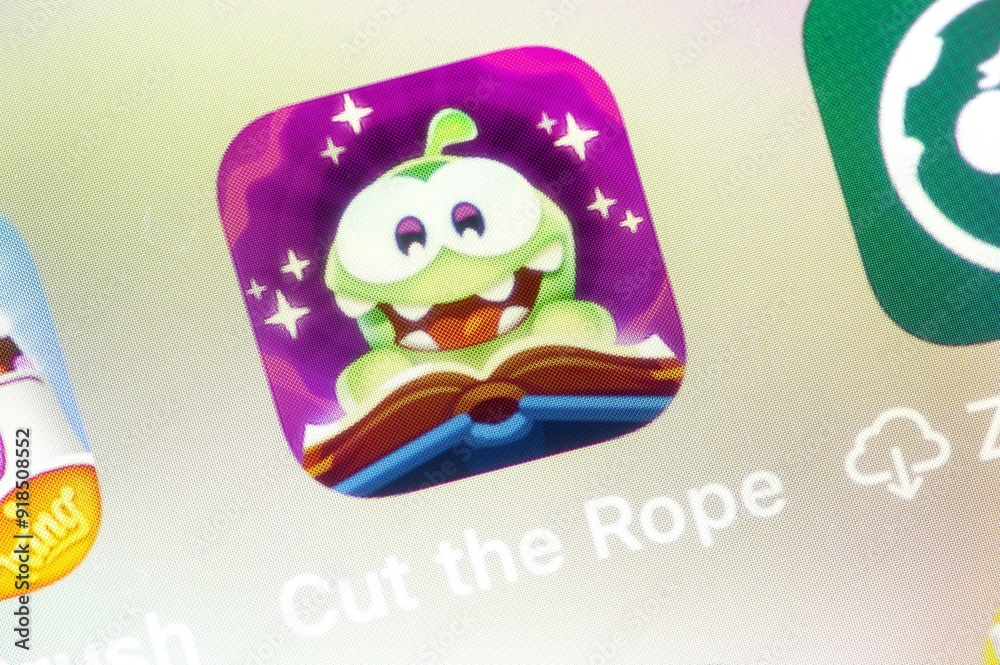 Cut the Rope mobile app game installed on iOS device, icon of ...