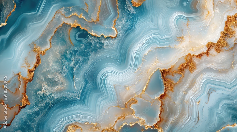Natural volcanic agate stones close up light blue, beige and golden texture. Wallpaper background, quartz marble, decorative rock pattern. Ai generation Natural volcanic agate stones close up light blue, beige and golden texture. Wallpaper background, quartz marble, decorative rock pattern. Ai generation