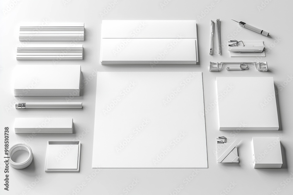 Realistic blank stationery set mockup isolated created with generative ai Realistic blank stationery set mockup isolated created with generative ai