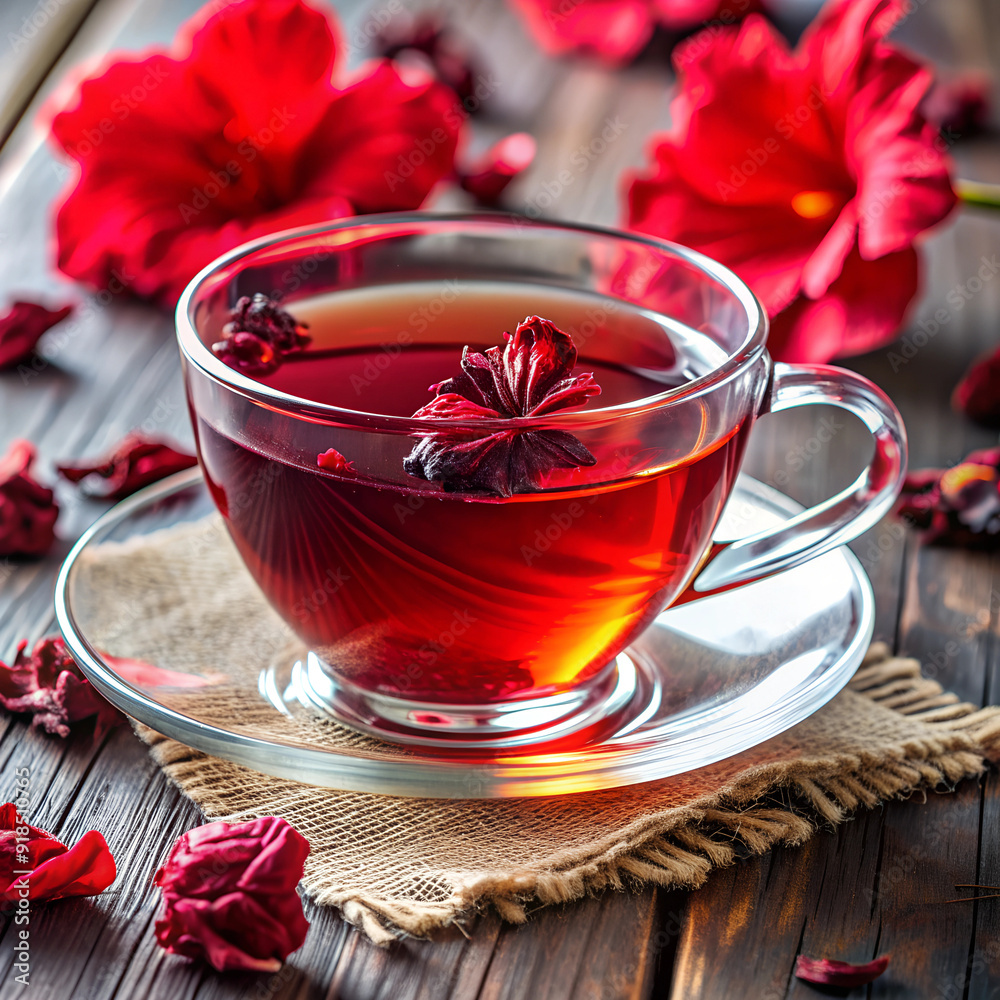 a delicate teacup filled with hibiscus herbal tea a delicate teacup filled with hibiscus herbal tea