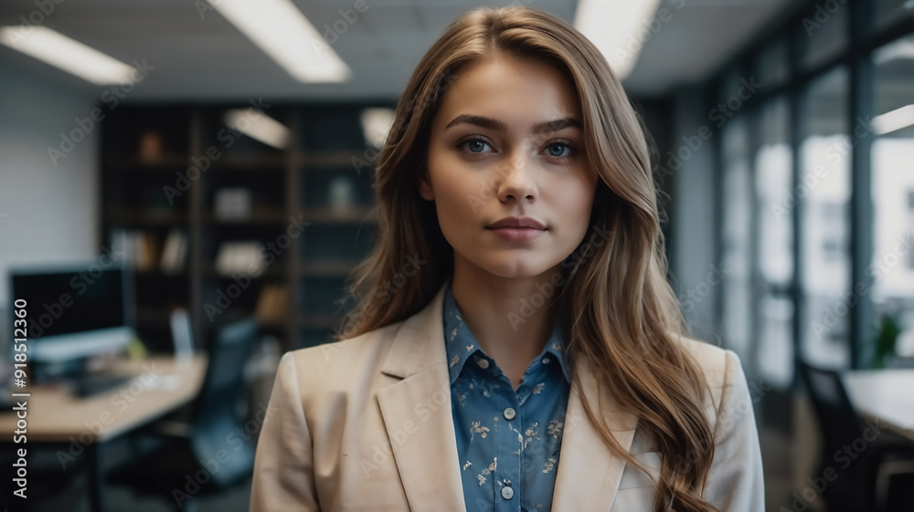 portrait of a business woman, blurred office background portrait of a business woman, blurred office background