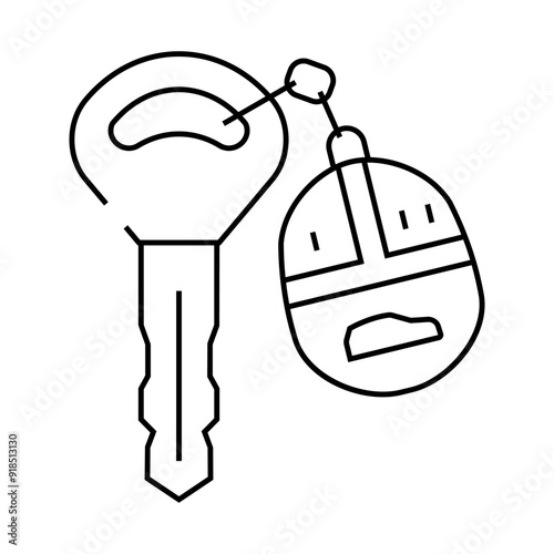 car key with fob line icon vector. car key with fob sign. isolated contour symbol black illustration
