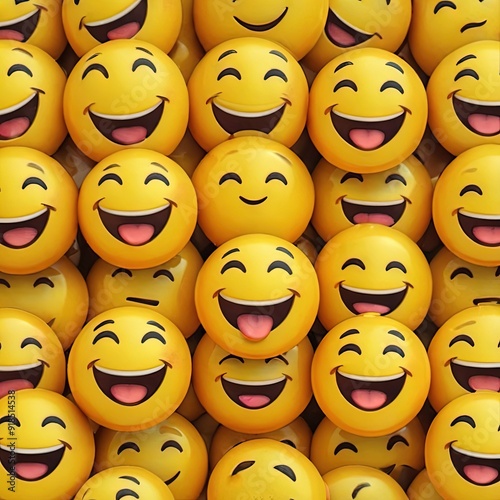 Collage of happy emojis with various expressions, representing joy and positive emotions, tightly arranged.