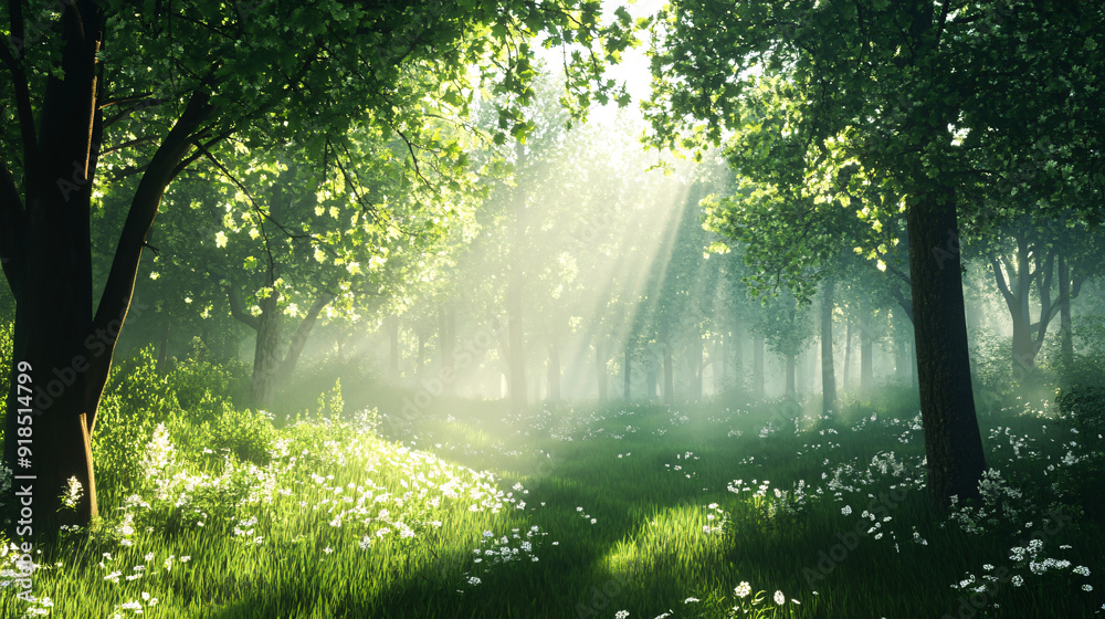 sun rays through the forest sun rays through the forest