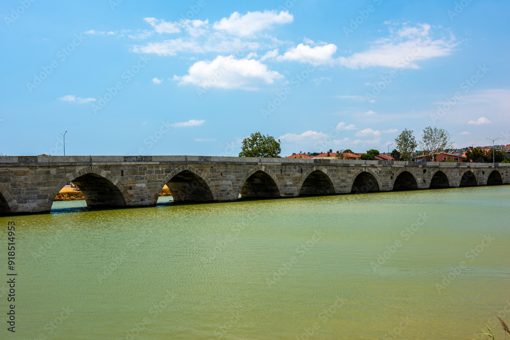 Naklejka premium Mimar Sinan Bridge in Silivri. Istanbul, Turkey. Silivri District in Istanbul.