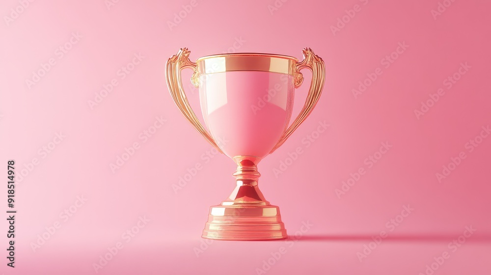 Fototapeta premium Winner trophy, pink gold champion trophy. Ai generation