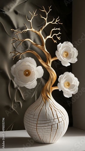  Elegant Floral Symphony in a Luxurious Vase photo