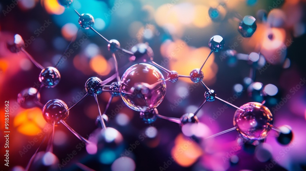 Colorful vivid molecular structure composition background Colorful vivid molecular structure composition background