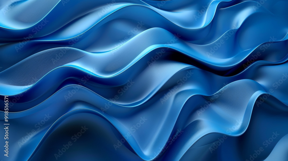 Abstract Blue Wavy Pattern with Shiny Surface Abstract Blue Wavy Pattern with Shiny Surface