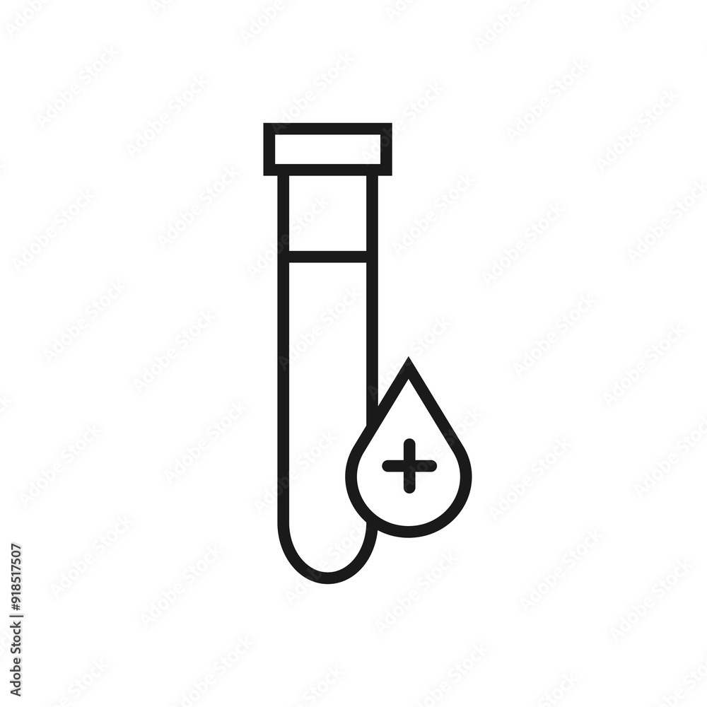Blood vial - line icon with editable stroke. A simple outline medical, lab symbol. Vector illustration Blood vial - line icon with editable stroke. A simple outline medical, lab symbol. Vector illustration