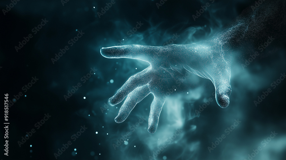 Fototapeta premium Ghostly Hand Reaching Through Misty Darkness