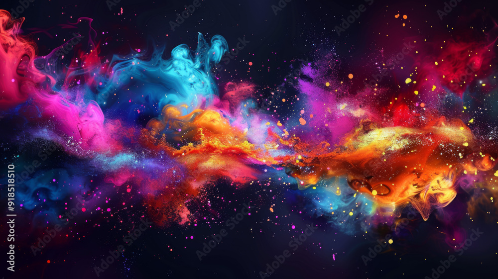 Obraz premium Abstract Cosmic Nebula with Vibrant Colors and Stardust