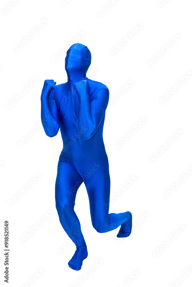 Mysterious blue man in costume rejoice Mysterious blue man in costume rejoice