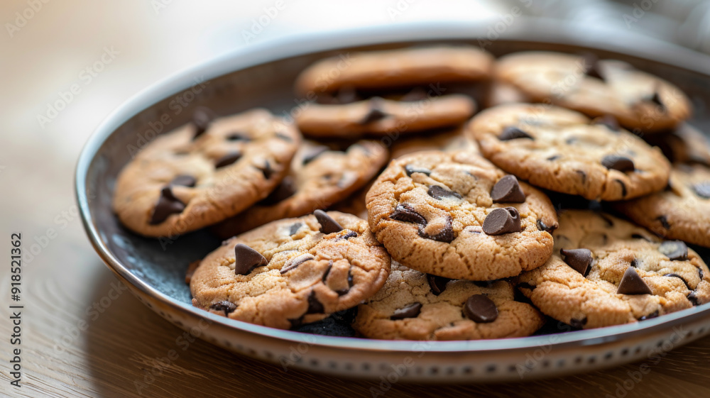 Chocolate Chip Cookies on a Plate