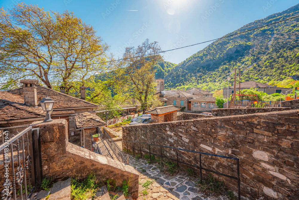 Traditionally houses in the mountains village of Tsepelovo,, Zagori, Greece, near vikos george
