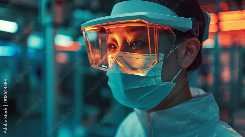 Construction inspector in a protective helmet and goggles Construction inspector in a protective helmet and goggles