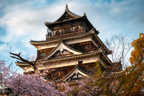 Hiroshima Castle, Golden Hour & Cherry Blossoms, Japan